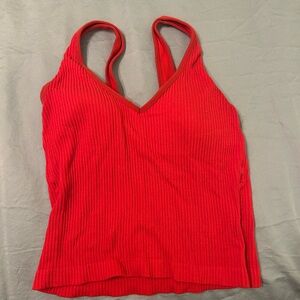 Vibrant Red Ribbed Tank Top